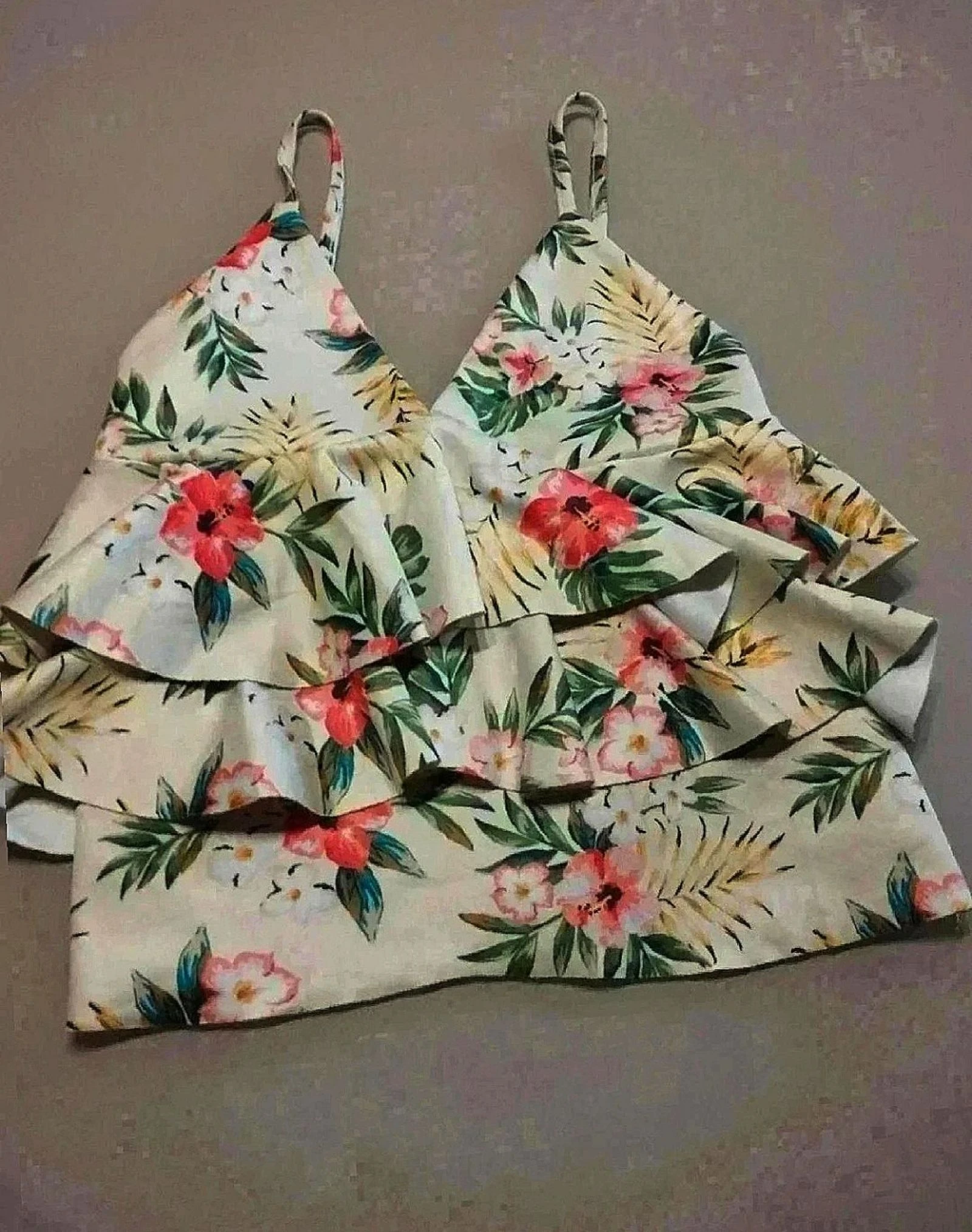 Top Crop precioso floral de tirantes Talla S